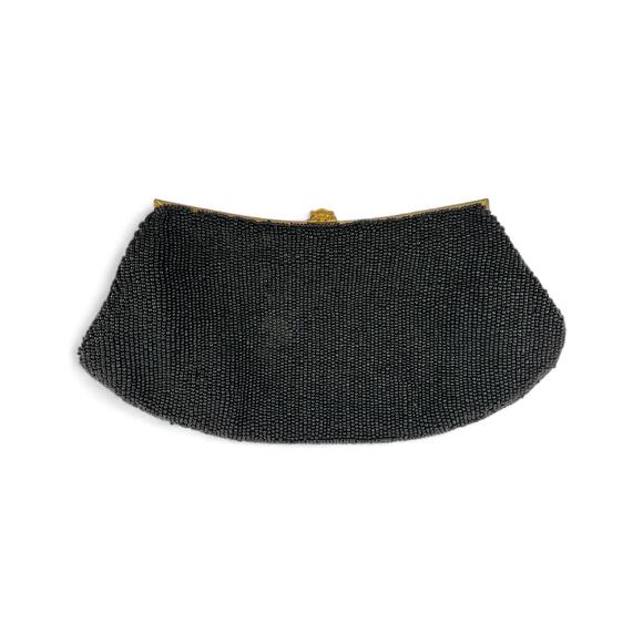 Vintage Calvaire Black Beaded Evening Clutch Purse | Made in France - Picture 1 of 13